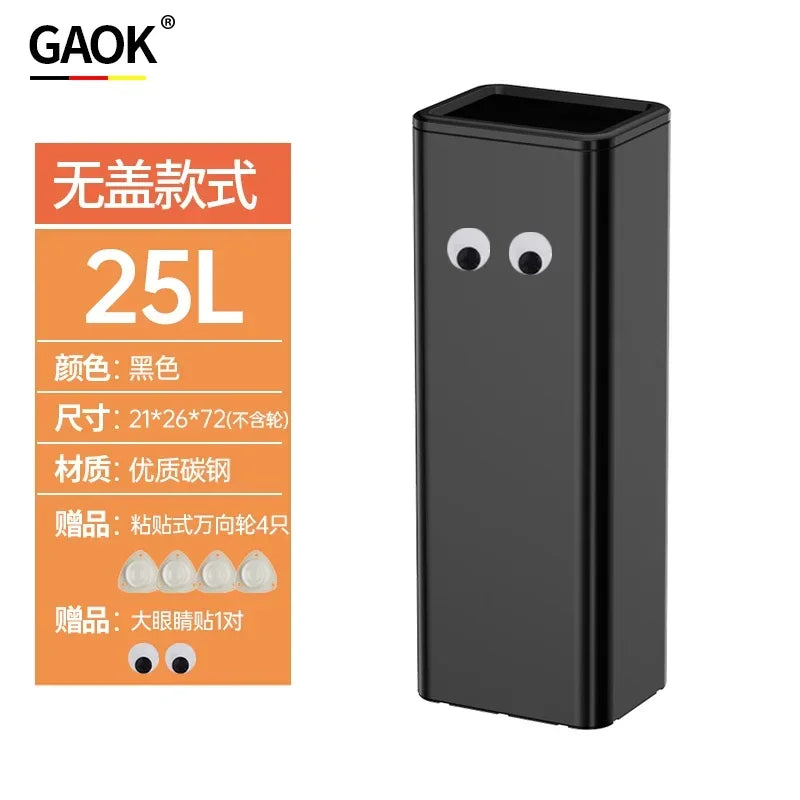 Kitchen Eye-Catching Garbage Can High-Standing Trash Bin Stylish Home Living Room Roller Creative Mobile Bedroom Bin