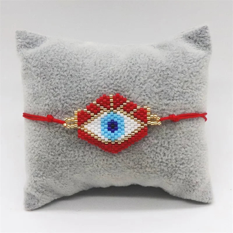 ALIYA Turkish Evil Eye Bracelet for Women Handmade Woven Colorful Miyuki Seed Beads Pulseras Lucky Greek Eye Bracelets Gift