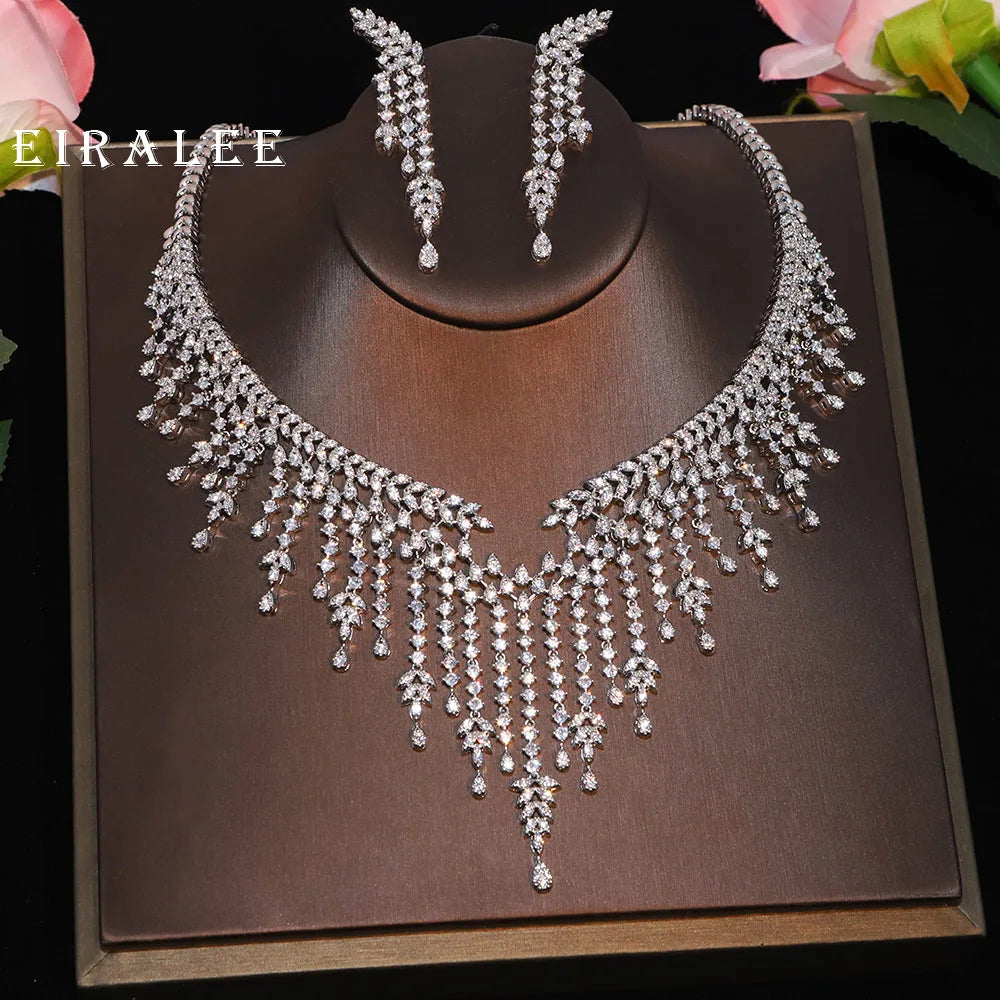 EIRALEE New Flash Tassel Full Star Ladies Jewellery Necklace Set Saudi Arabia Prom Party Event Wedding Accessories Bride's Gift