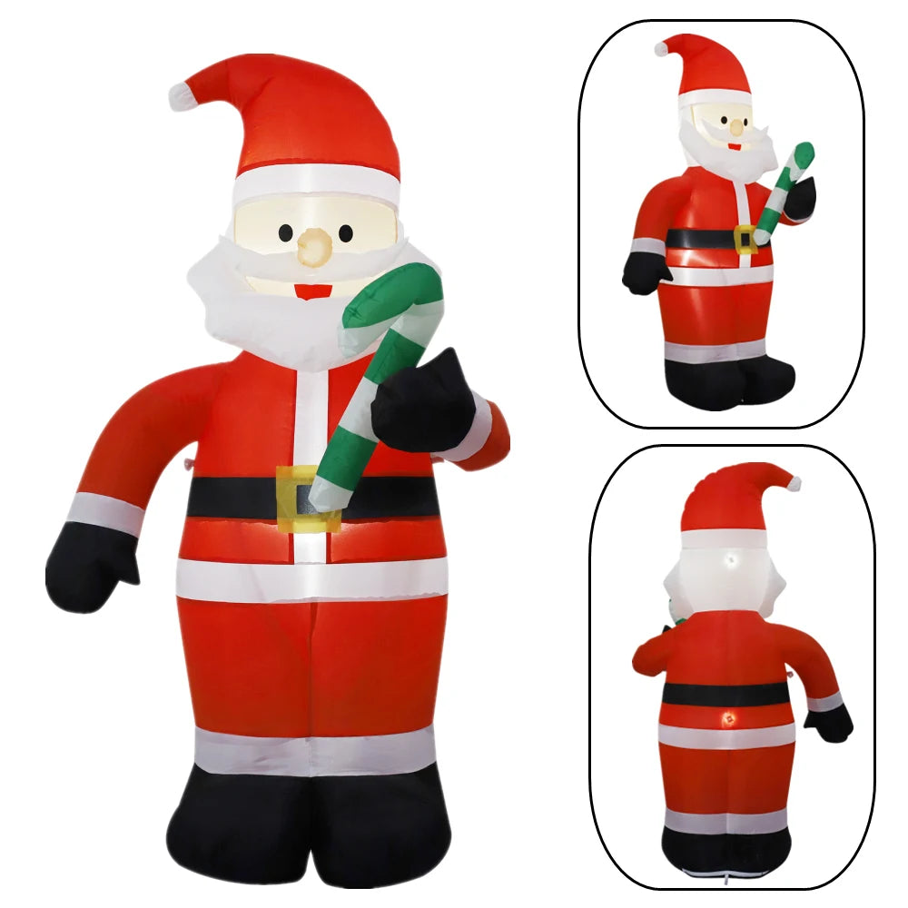 2.1M Inflatable Christmas Claus Riding Shake Head Bear And 1.2m Santa Claus Built-in LED Light Courtyard Garden Xmas Decorati