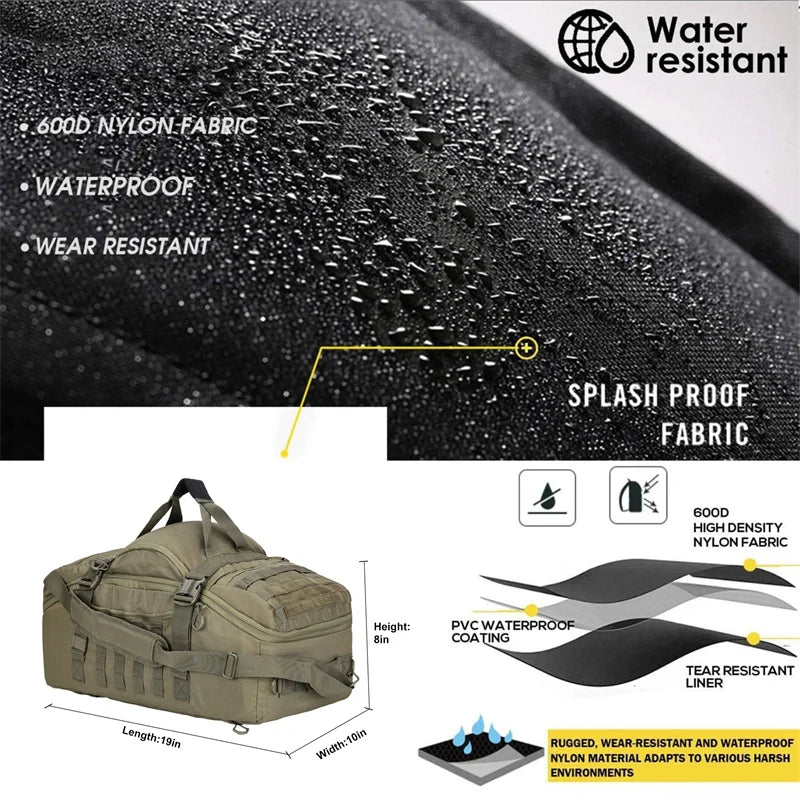 Large Tactical Duffle Backpack 30L–80L Travel Bag