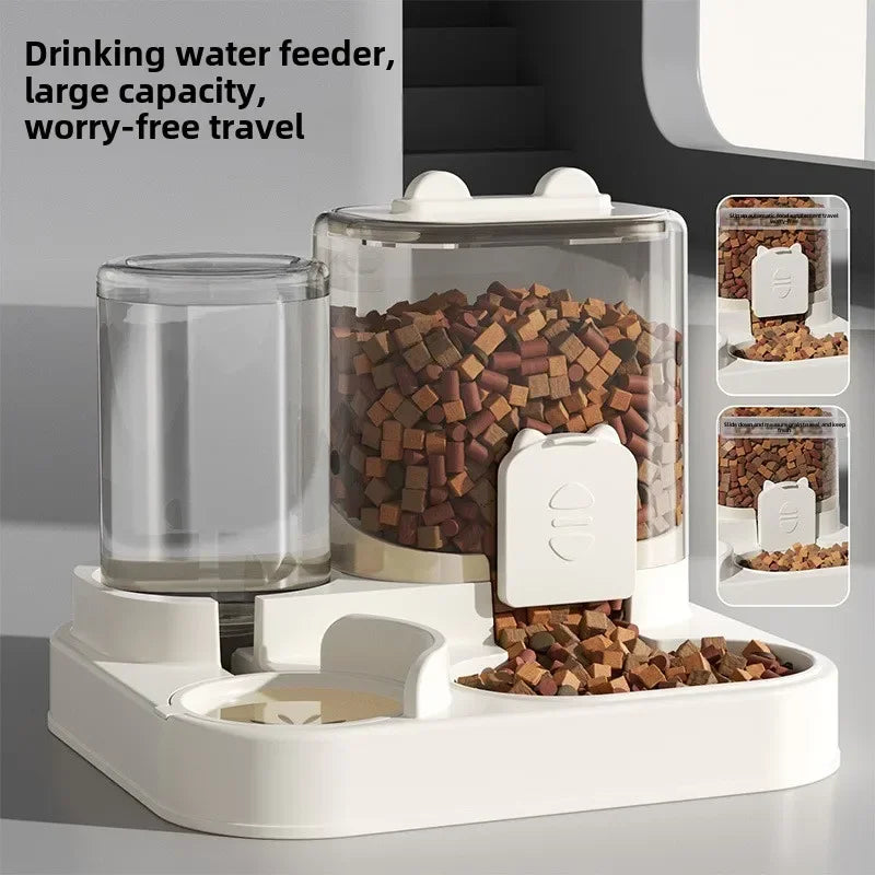 Cat feeder, dog and cat basin, equipped with water dispenser bowl, automatic recycling utensil, universal pet products