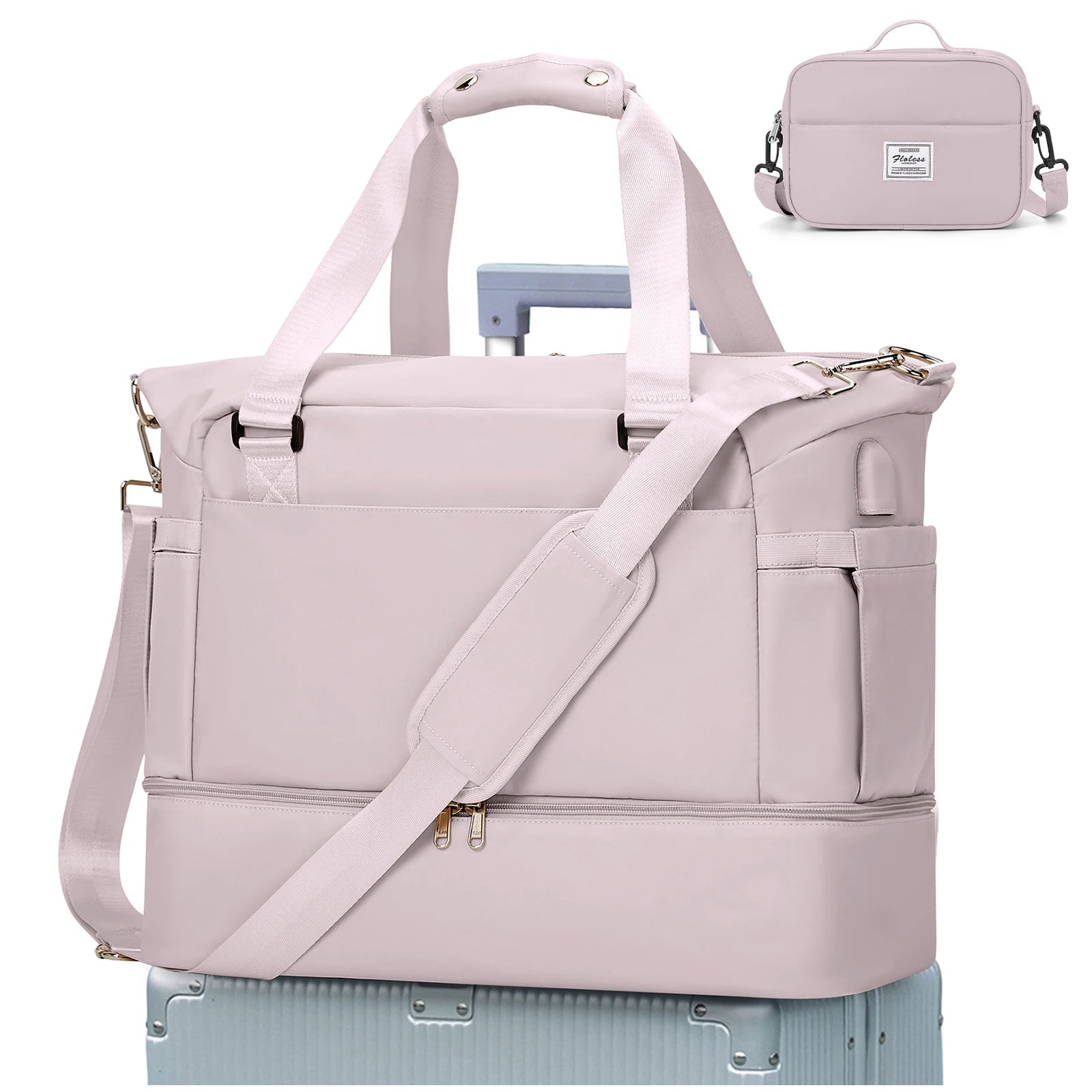 Travel bag, travel luggage, maternity bag, dry and wet separation storage bag, travel lightweight crossbody handbag，（green）.