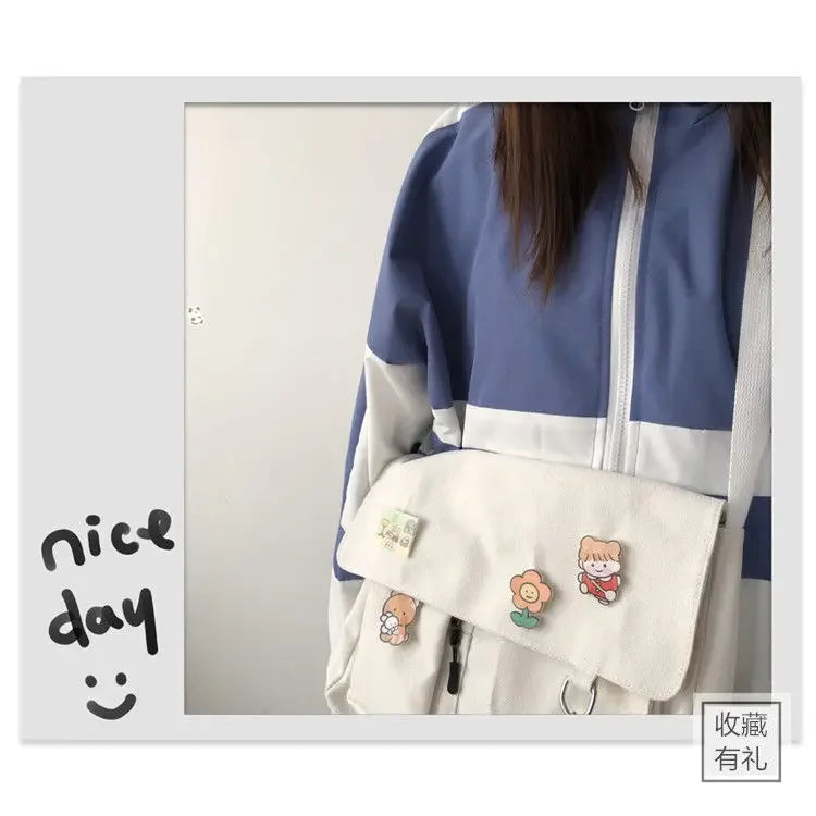 Canvas Messenger Shoulder Bag for Women & Girls