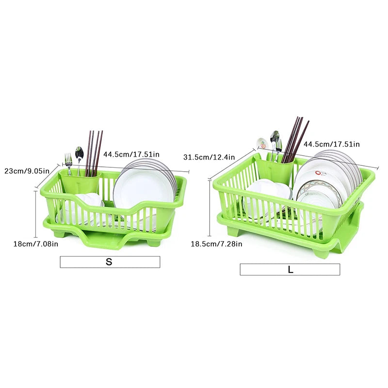 Kitchen Drainage Rack With Drainer Board Countertop Utensils Plates Chopsticks Bowls Spoons Storage Dish Drying Rack