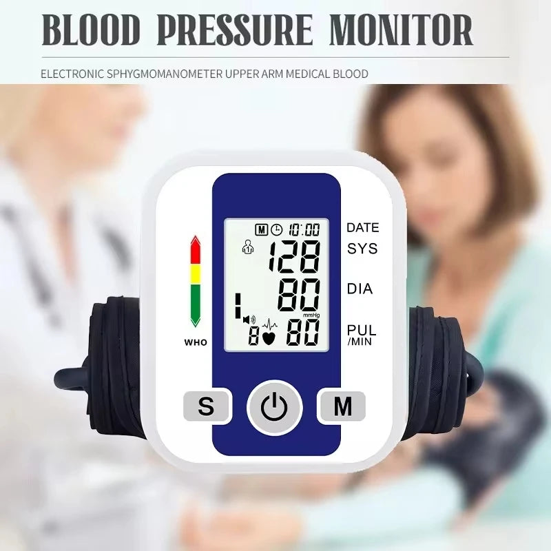 Tensiometer Heart Rate Pulse Meter BP Monitor Healthy Digital Arm Blood Pressure Meter Cuff Medical Automatic Pressure Tonometer
