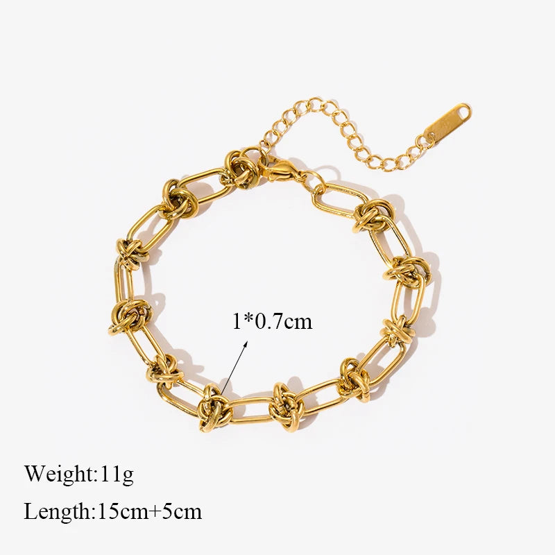 EILIECK 316L Stainless Steel Metal Gold Color Wide Watch Chains Neckalce Bracelet Set For Women Trendy Waterproof Jewelry Gift