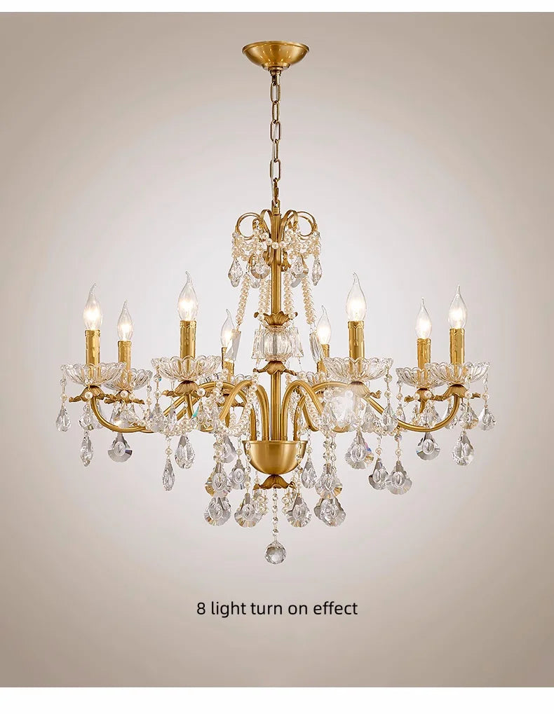 French Luxury Candle Chandelier Foyer Lustre K9 Crystal Pendant Lights French Candle Droplight Home Decor Led Lamparas Lamp