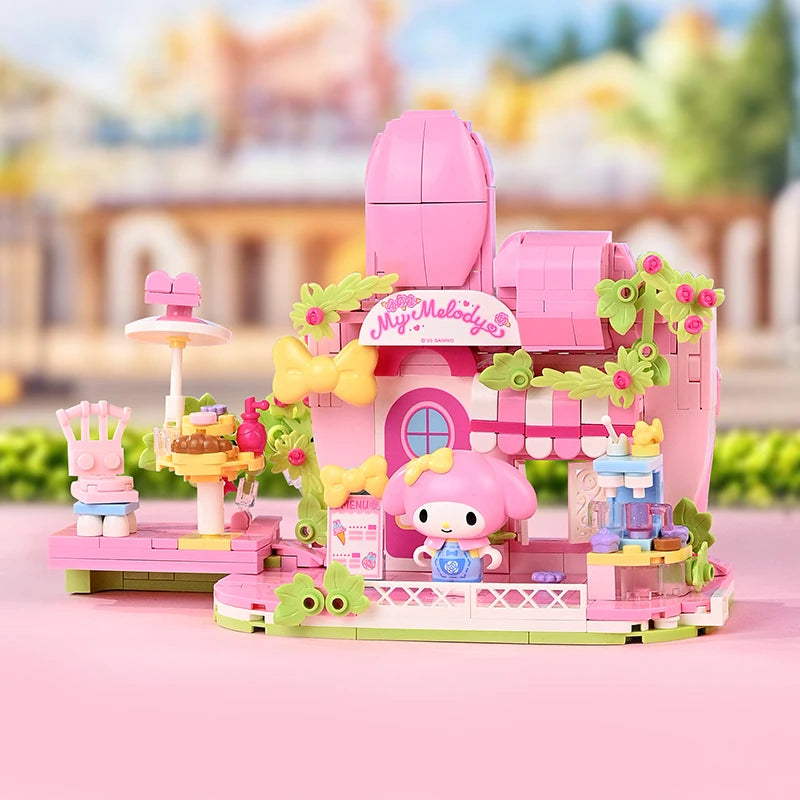 2025 New Keeppley Sanrio Street View Construction Building Blocks Kuromi Hello Kitty Collection Assembly Puzzle Children's Gift