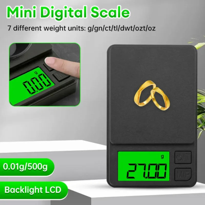 Precision Pocket Scale 1000g 0.1g Digital Gram Scale Backlit LCD Portable Jewelry Food Grain oz Tare Function Travel Use