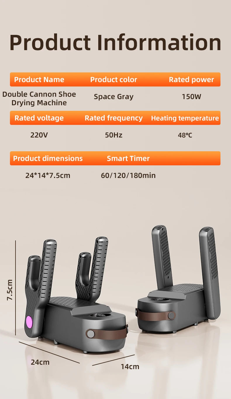 Shoe Dryer Boot Warmer UV Sterilizer Fast Drying Deodorizer Intelligent Timer for Boots Sneakers Home Use Portable Electric