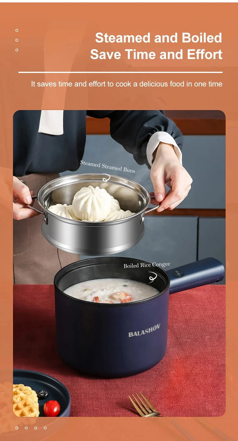 Mini Electric Cooker Multi-Function All-In-One Pot Single Double Layer Household Noodle Cooker Non-Stick Hot Pot Kitchen Tool