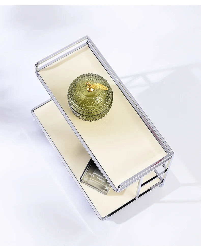 Metal Desktop Layered Storage Rack, Double-Layer Desk Storage Rack, Water Cup and Coffee Cup Storage Rack, Bathroom Cosmetics Storage Rack for Living Room, Entrance Hall, Kitchen and Bathroom