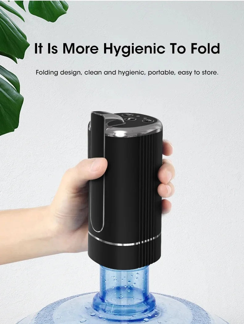 Foldable Water Dispenser Pump Handheld Portable USB Rechargeable Electric for Bottle Jug No Spill Quick Flow Desk Travel Camping