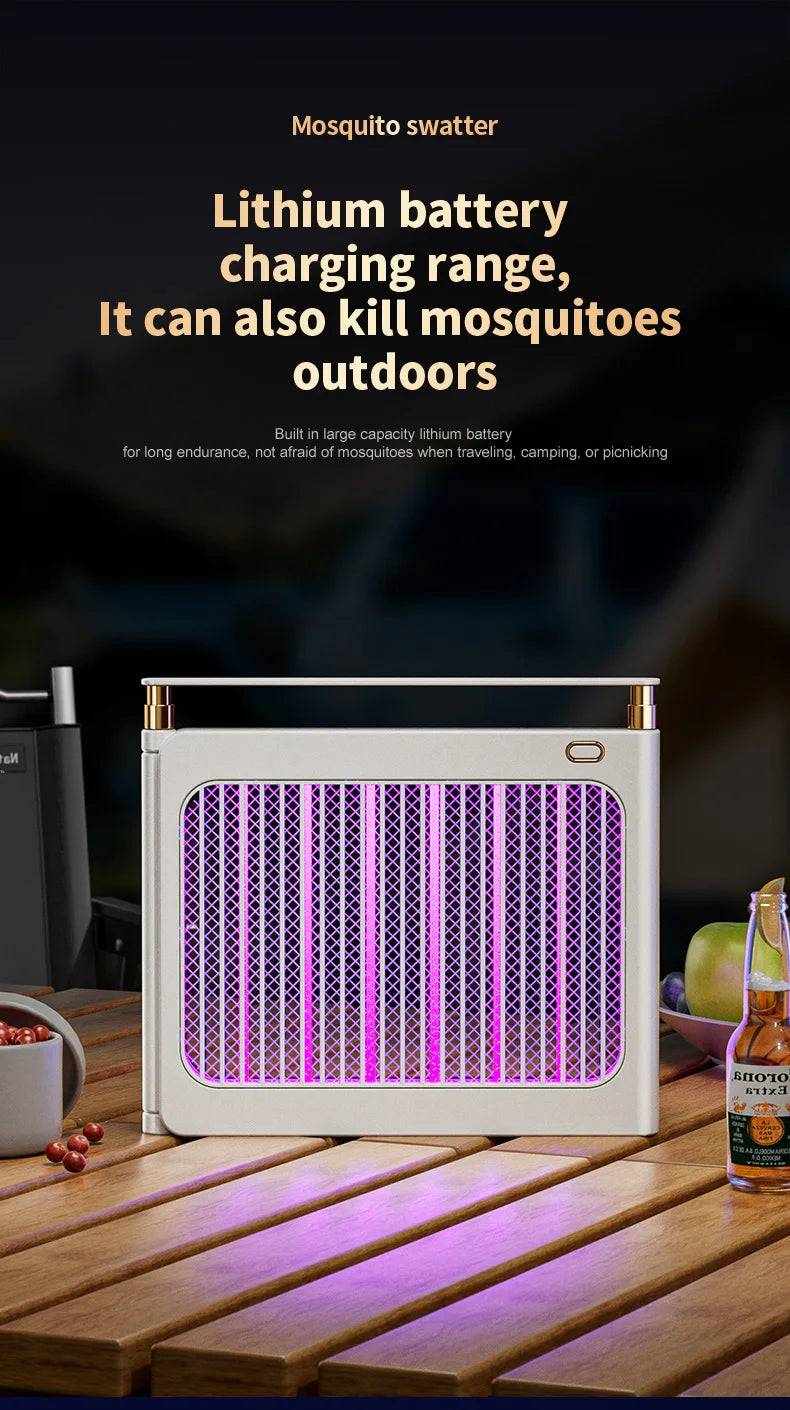 Rechargeable Energy Saving Mosquito Killer Lamp UV Trap Shock Safe Design 100㎡ Coverage Auto On Off No Chemicals Indoor Outdoor