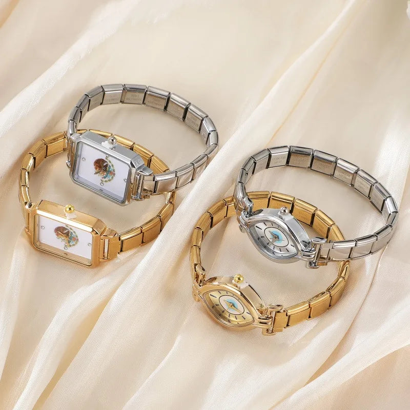 2025 Fashion Women's Men's Stainless Steel Oval Heart Square High Quality Watch Bracelet For Friend Birthday DIY Bracelet Gift