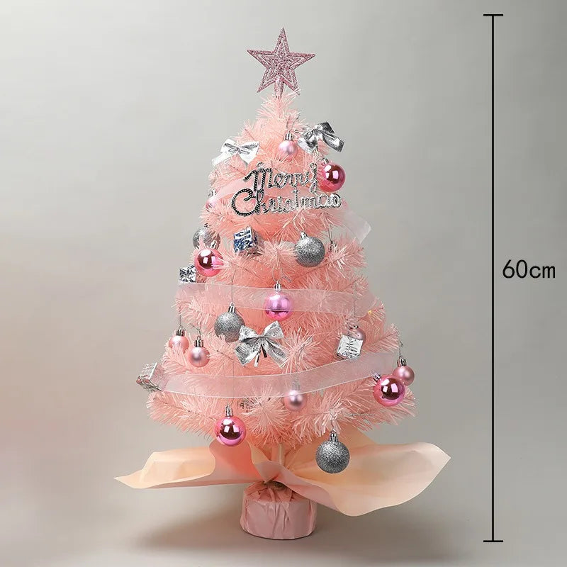 Desktop Mini Christmas Tree Pink Christmas Tree Desktop Ornament Holiday Decorations with Lights Christmas Tree 60cm/45cm