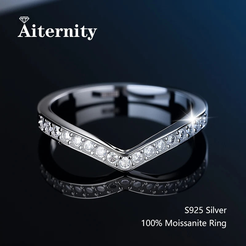 100% Pass Diamond tester Pen Moissanite Ring Matching Wedding Diamond Band for Women 925 Sterling Silver Female Single Tail Ring