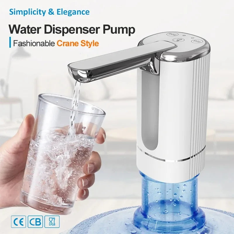 Foldable Water Dispenser Pump Handheld Portable USB Rechargeable Electric for Bottle Jug No Spill Quick Flow Desk Travel Camping