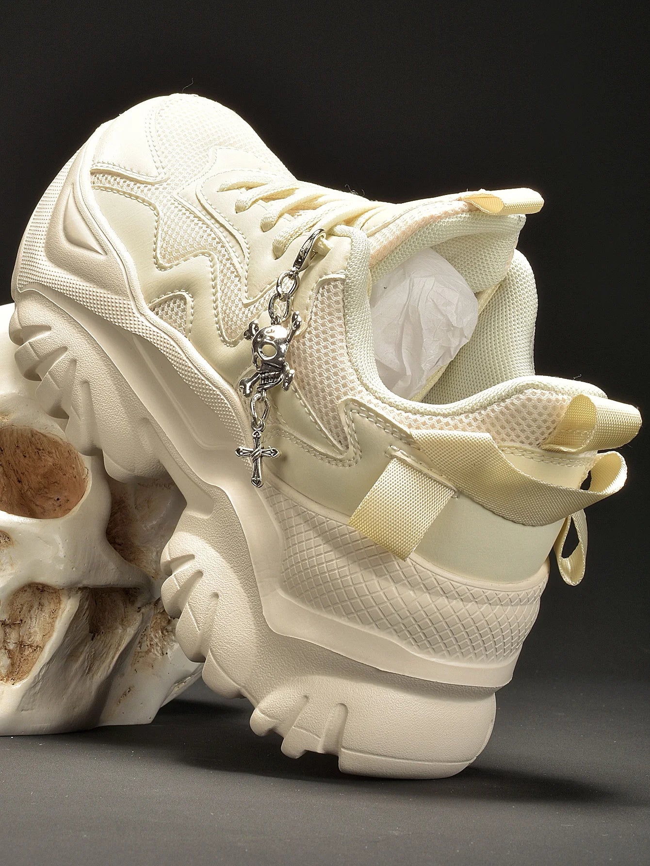 Women’s White Platform Sneakers – Punk Style Lace-Up Shoes