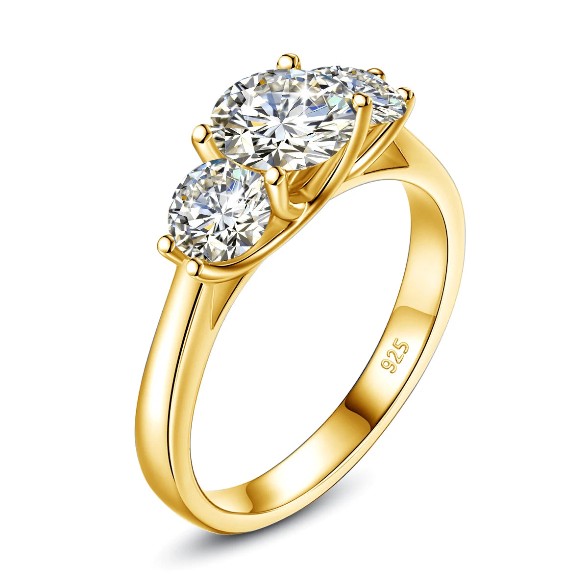 Yellow Gold Moissanite Rings for Women Total Is 2ct D Color VVS1Eternity Engagement Jewelry With Certificate Original Trend Gift