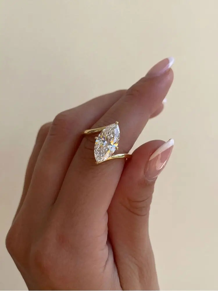 925 Sterling Silver Fashion Luxury Twisted Arm Marquise Zircon Ring For Women Engagement Wedding High Quality Fine Jewelry