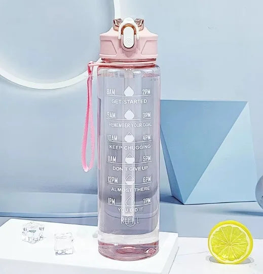 750ML Sports Water Bottle with Time-Tracking Straw Leak Proof Locking Flip Cover for Easy Carry Ideal for Outdoor Adventures