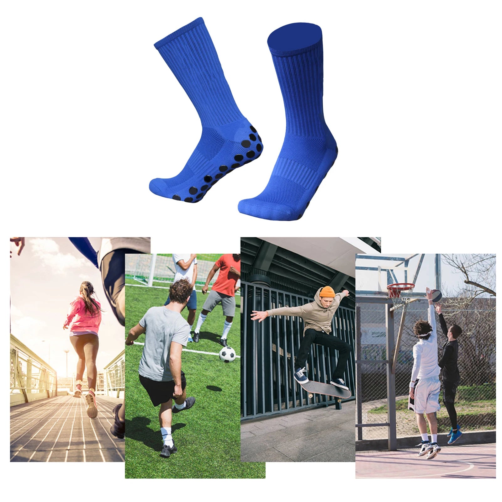 Lixada 3 Packs Sports Socks Athletic Stockings Anti-slip Quick Dry Football Soccer Socks For Football Basketball Hockey Running