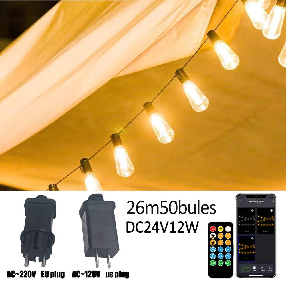 S14 Outdoor Lights DIY String Lights 3Modes Adjustable Remote Control Lights Bulbs for Patio Garden Outside Backyard Christmas