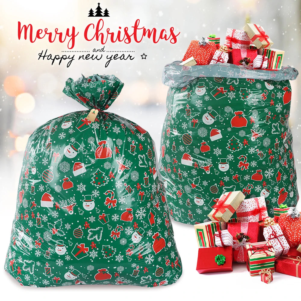 36x56in Merry Christmas Big Candy Bag Santa Santa Claus Gift Bag Snowflake Christmas Decorations For Home New Year Noel Present