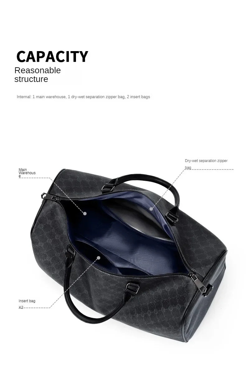 Men Business Travel Luggage Bag Leather Travel Duffle Large Capacity Hand Luggage Bag Short Trip Shoulder Bags Luxury Handbag