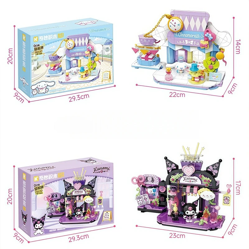 2025 New Keeppley Sanrio Street View Construction Building Blocks Kuromi Hello Kitty Collection Assembly Puzzle Children's Gift