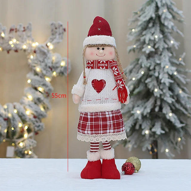 60cm Large Santa Claus Merry Christmas Decorations for Home Happy New Year 2023 Fabric Knitting Clothes Doll Window Decor