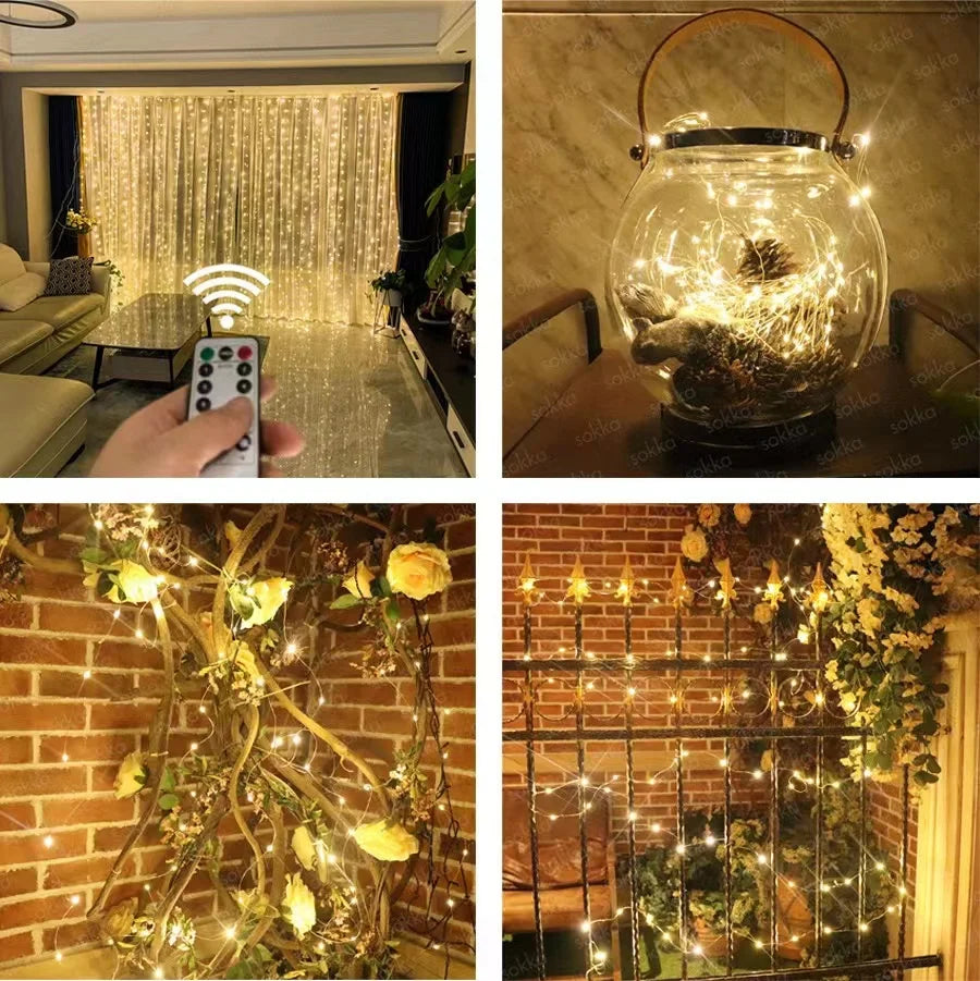 christmas lights decorations lamp holiday lighting USB Holiday Curtain Garland Lamp fairy lights lights decoration led light