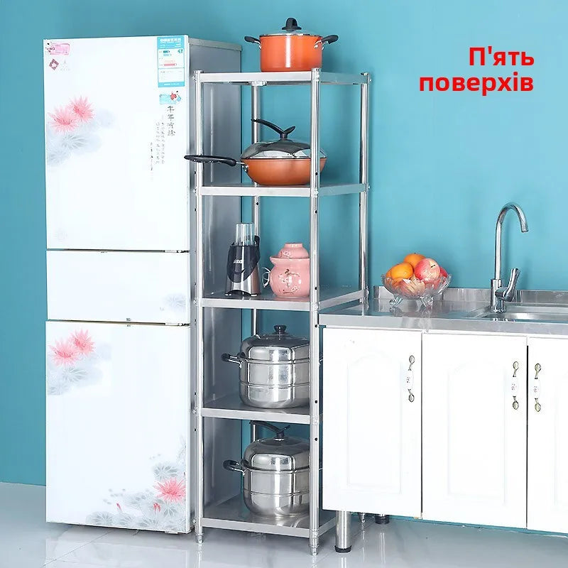 Stainl Steel Kitchen Storage Ra Stand Multi-Layer Microwave Organizer elf Utensil Storage Cabinet Floor Mounted