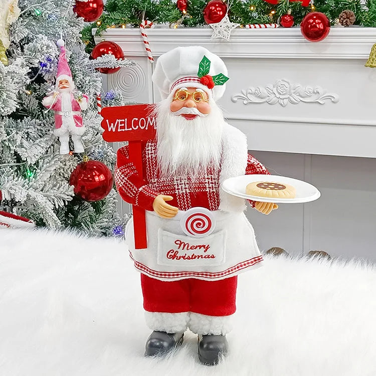 12 inch Christmas Standing Chef Santa Claus Merry Christmas Decoartions For Home Xmas Ornaments Navidad Party Supplies Noel 2023