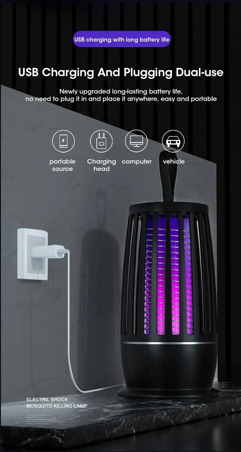 2 in 1 Rechargeable Mosquito Killer Lamp - Mute Anti-Mosquito with Timing Control USB Charging 360° trappin
