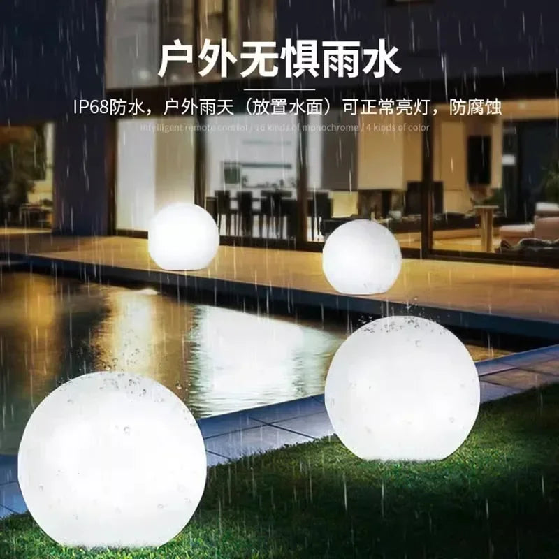 LED Ball Lamp Remote Control Outdoors Lawn Lamp Swimming Pool Wedding Party Holiday Home Decoration Courtyard Atmosphere Light