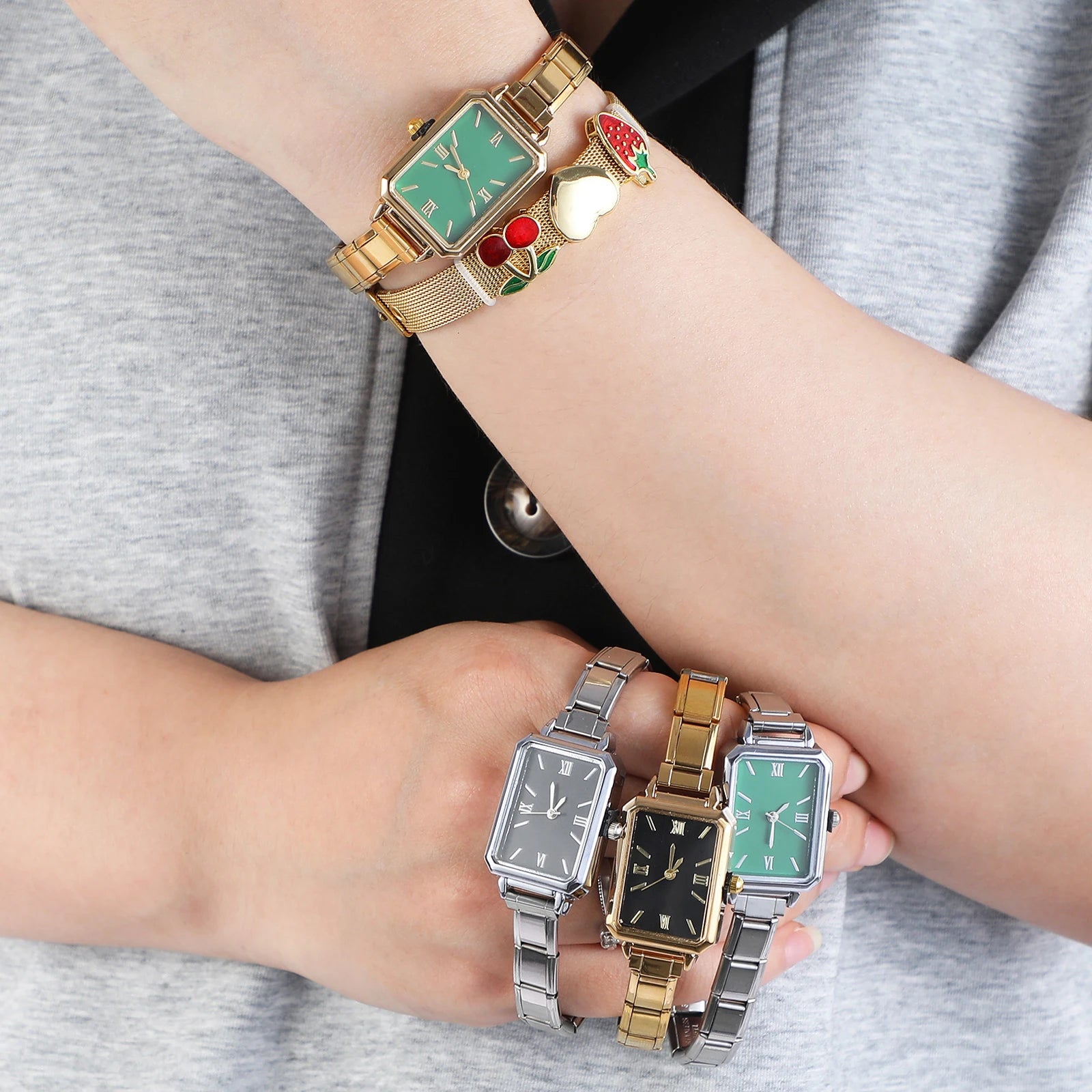 2025 New Fashion 1PC Men Women's Stainless Steel Round Simple Watch Bracelet Bangle For Friend Wife Birthday Gift DIY Jewelry