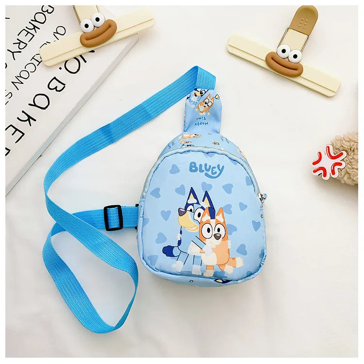Bingo Friends Children's Bag Cute Bluey Family kids Chest Bag Kindergarten Cartoon Light Crossbody Bag Halloween Christmas gift