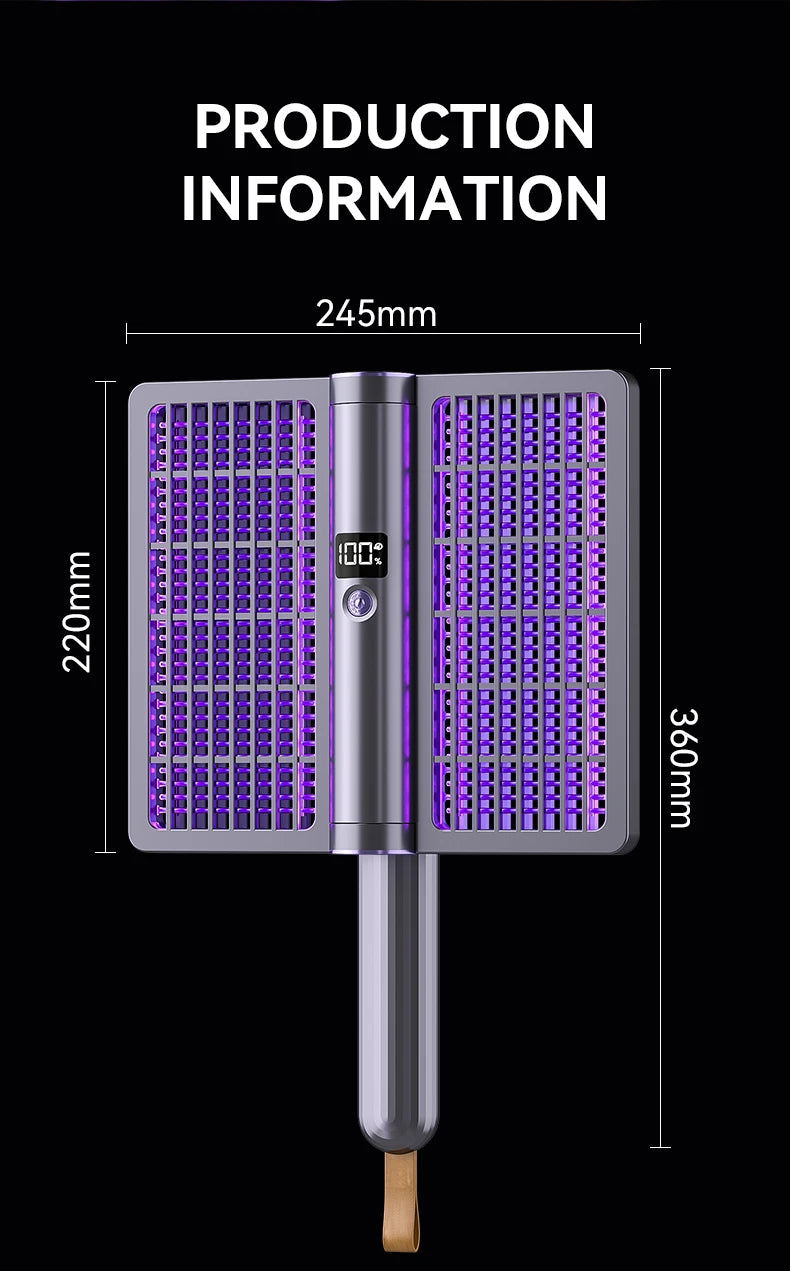 Electric Shock Mosquito Swatter Foldable Zapper Anti Mosquito Lamp Repellent Killer Rechargeable Portable Indoor Outdoor Use