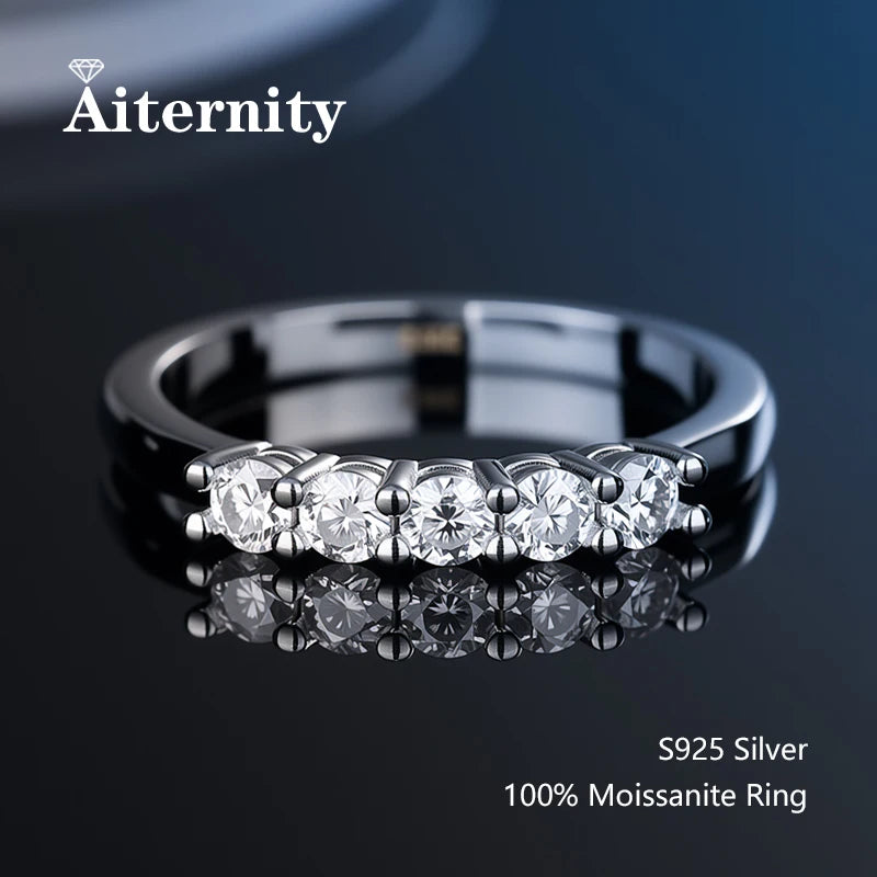 100% Pass Diamond tester Pen Moissanite Ring Matching Wedding Diamond Band for Women 925 Sterling Silver Female Single Tail Ring