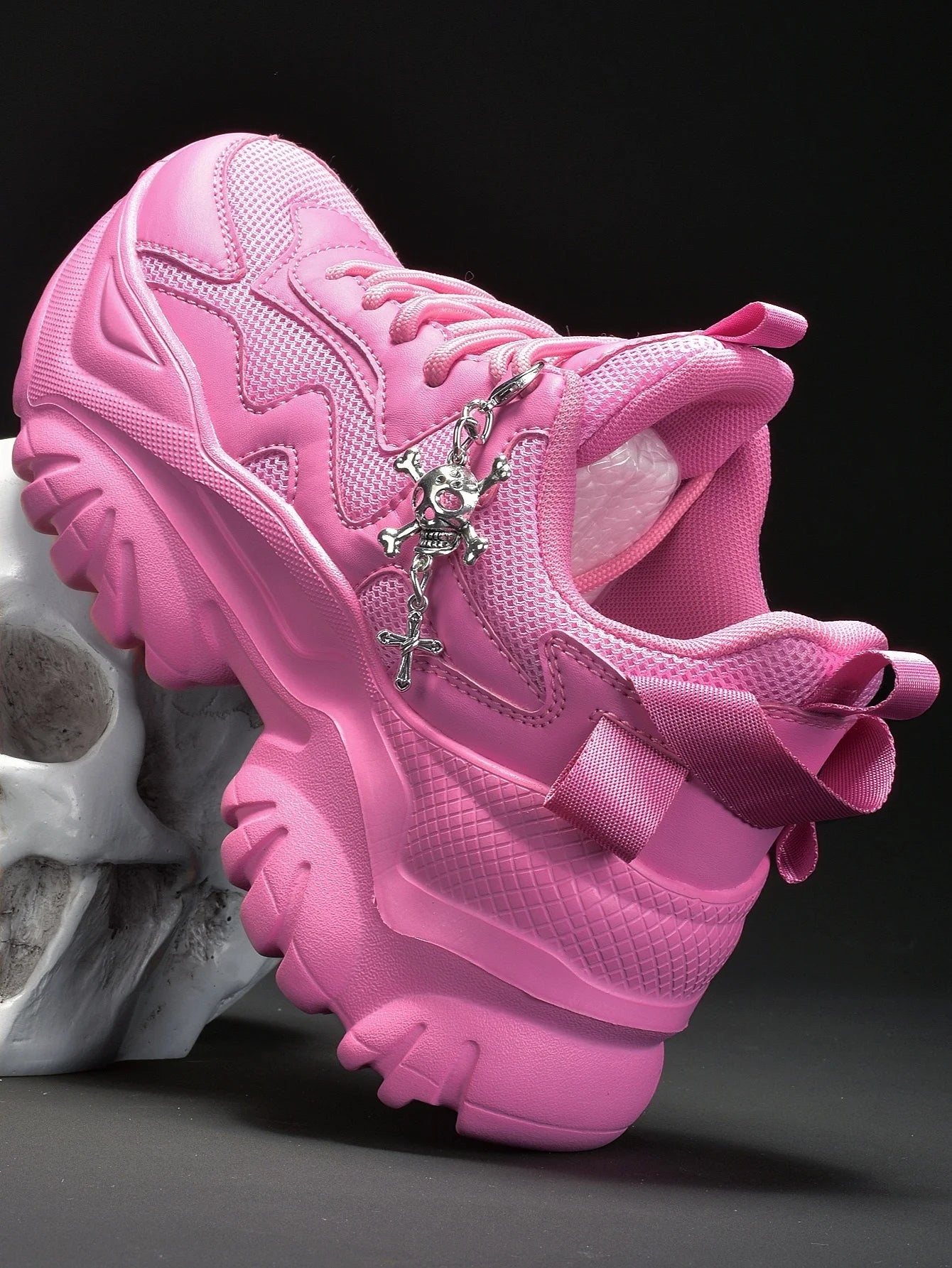 Women’s Punk Platform Sneakers Lace-Up High Heel Shoes