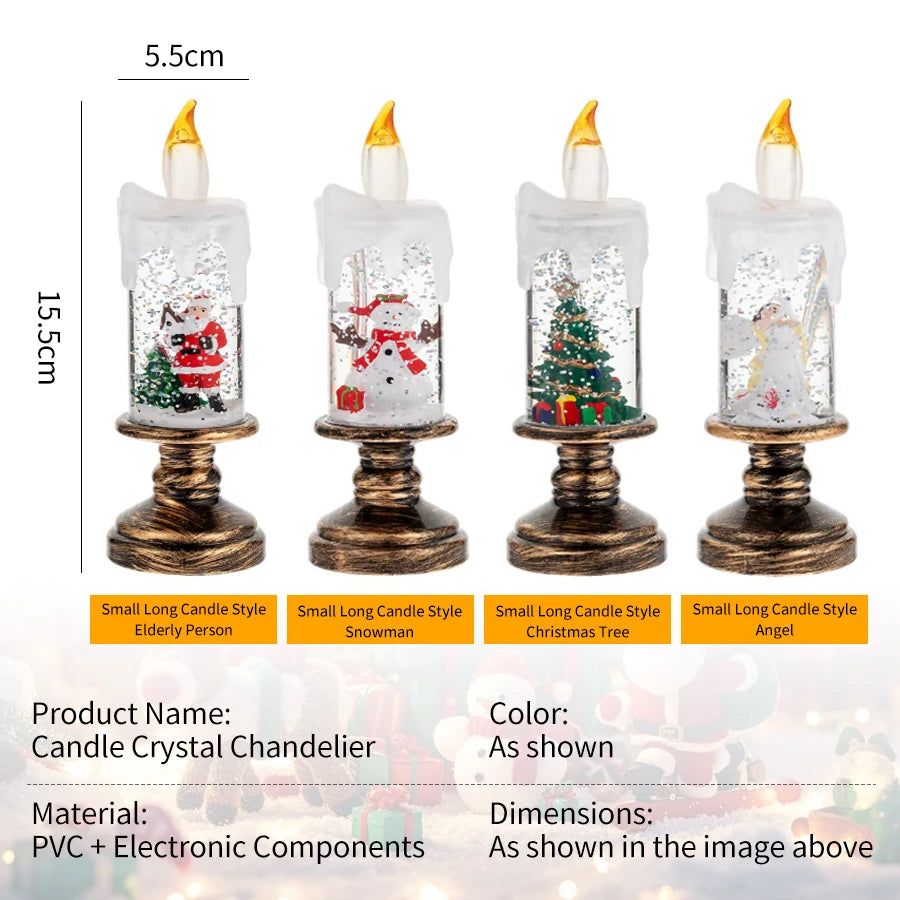 LED Christmas Tree Night Lights Christmas Candles Crystal Lights Christmas Gifts for Family and Friends Creative Gifts