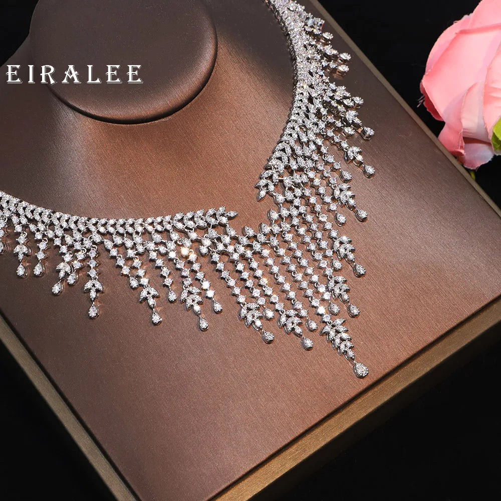 EIRALEE New Flash Tassel Full Star Ladies Jewellery Necklace Set Saudi Arabia Prom Party Event Wedding Accessories Bride's Gift