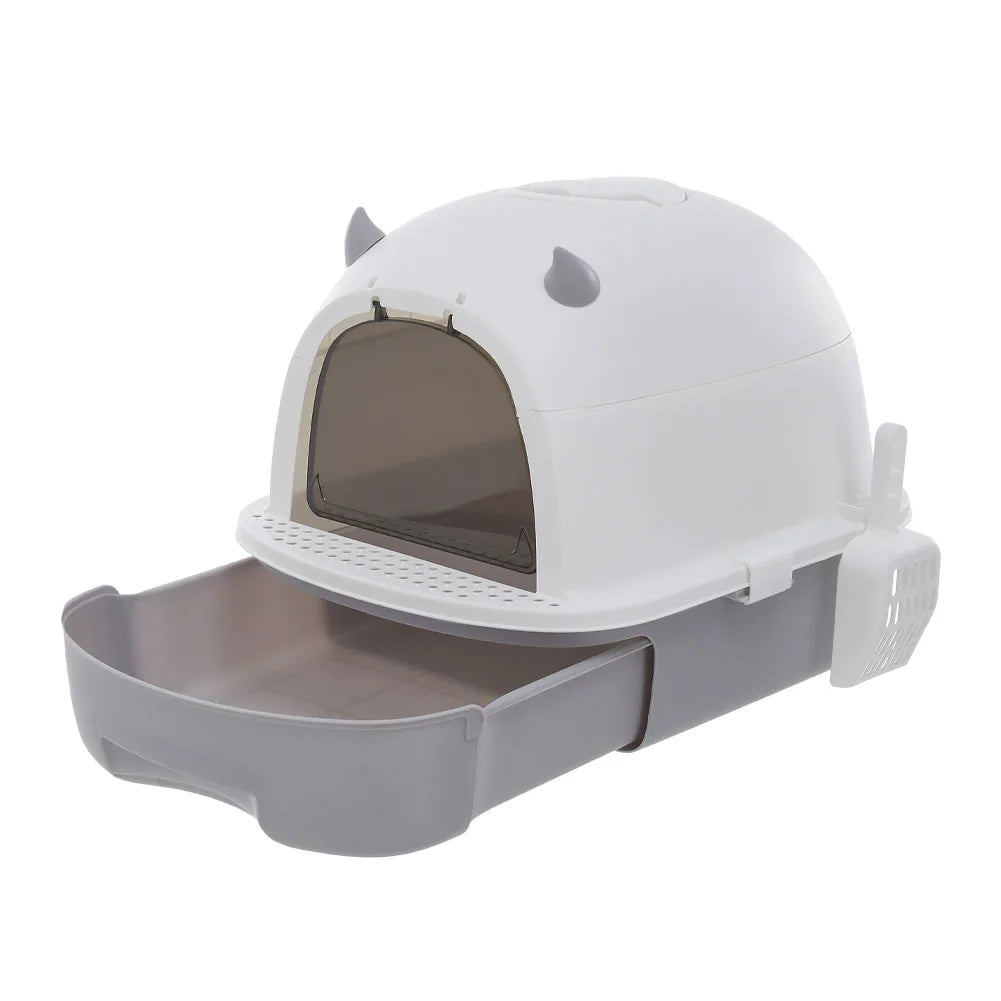 Enclosed Cat Litter Box with Drawer and Scoop