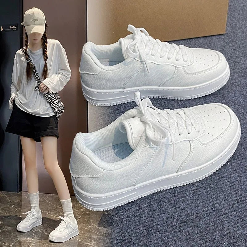 Women’s White Casual Sneakers Lightweight Flat Shoes