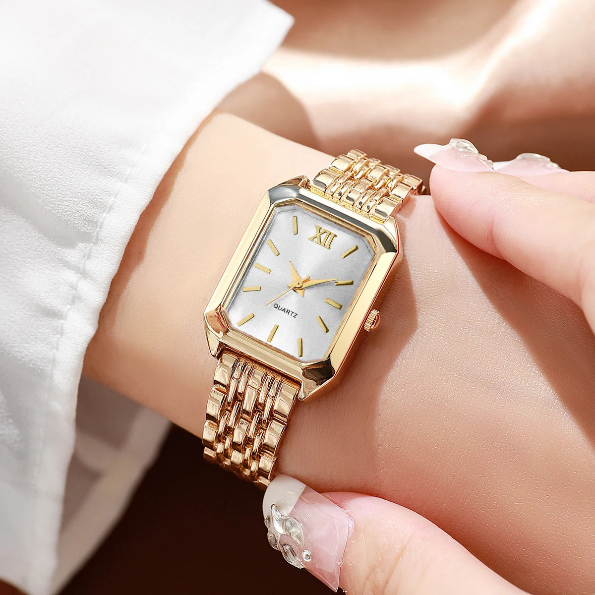 4/5/8/9PCS Fashion Rectangle Women Watches Set Luxury Analog Quartz Wristwatch For Ladies Clock Reloj Mujer（Without Box）