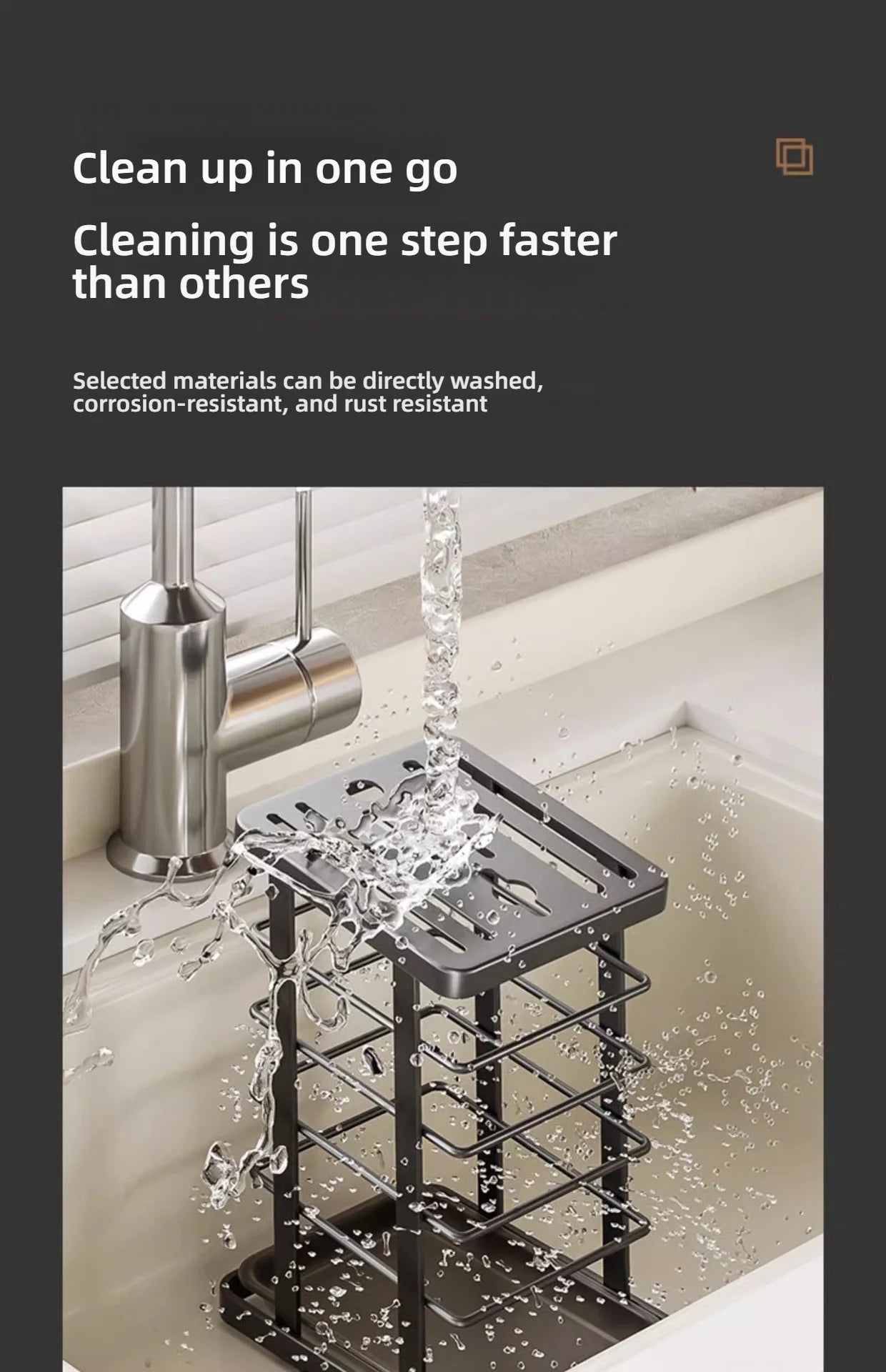 Kitchen Tabletop Storage Rack Knife Holder Stand Waterproof Hollow Storage Rack Kitchen Utensil Organizer Holder Accessories