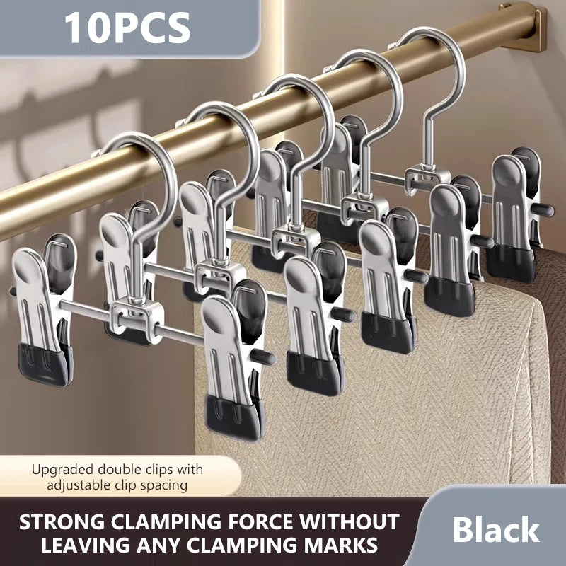 Stainless Steel Multi-Functional Clothes Hanger Clips – Wardrobe Organizer
